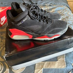 Nike Men's Jordan Black and Neon Red Sneakers